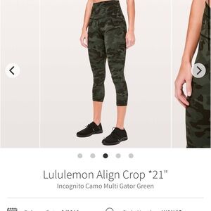 Lululemon Align Crop *21" Incognito Camo Multi Gator Green NWT size 2